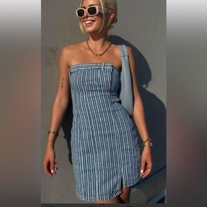 Zara mini striped denim dress size LG
